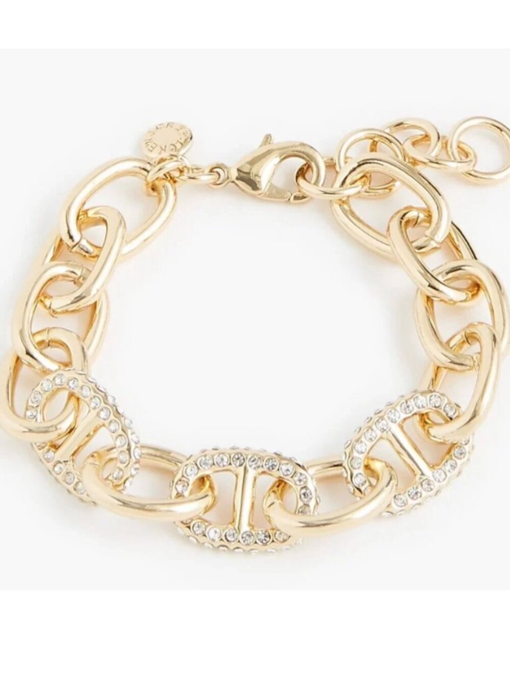 J.Crew Factory Chunky Gold Tone Crystal Link Bracelet NWT